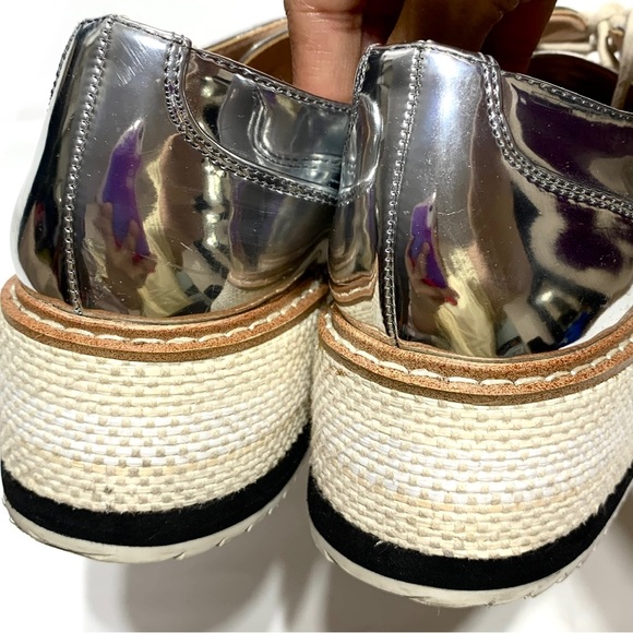 Zara Metallic Silver Platform Lace Up Shoes Size 37/US 6.5 - Picture 10 of 13